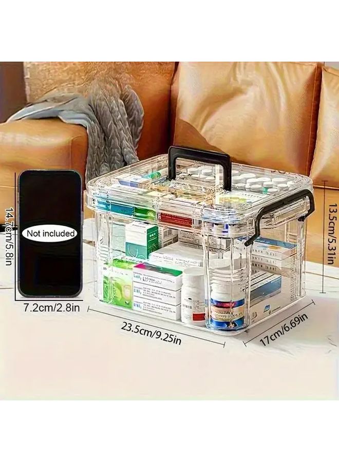 Black XL Heavy Duty Transparent Waterproof Double Layer Medicine Cabinet Organizer - Image 4